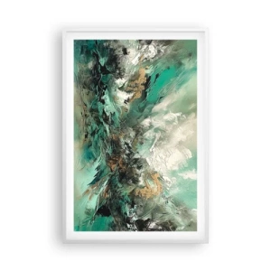Poster in cornice bianca - Frangente nero e smeraldo - 61x91 cm
