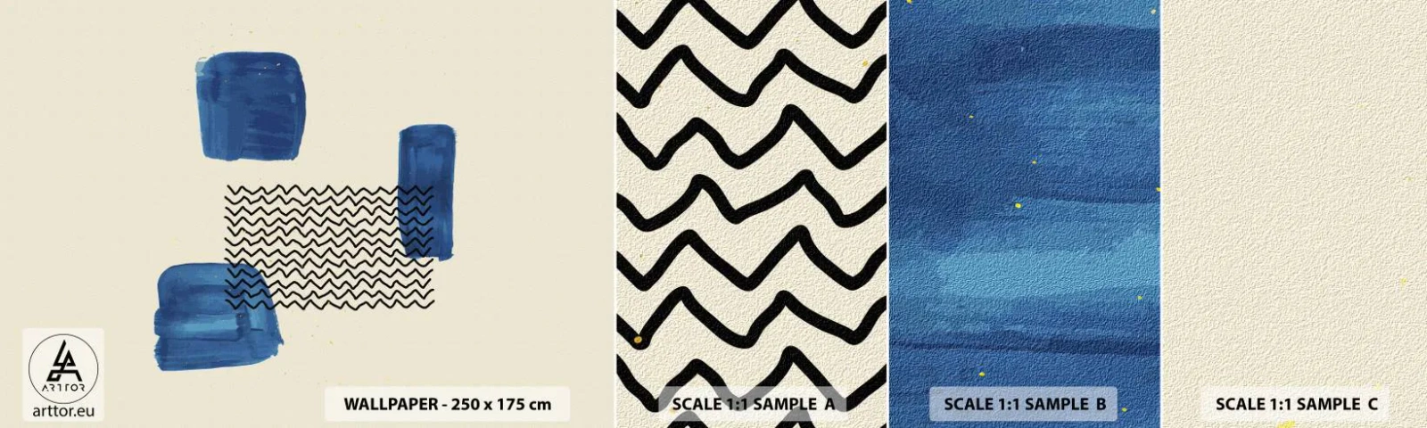 Campione di Fotomurale Adesivo Deluxe Sticker - Quartetto astratto - Astrazione, Pezzo, Arte Moderna. - 100x30 cm