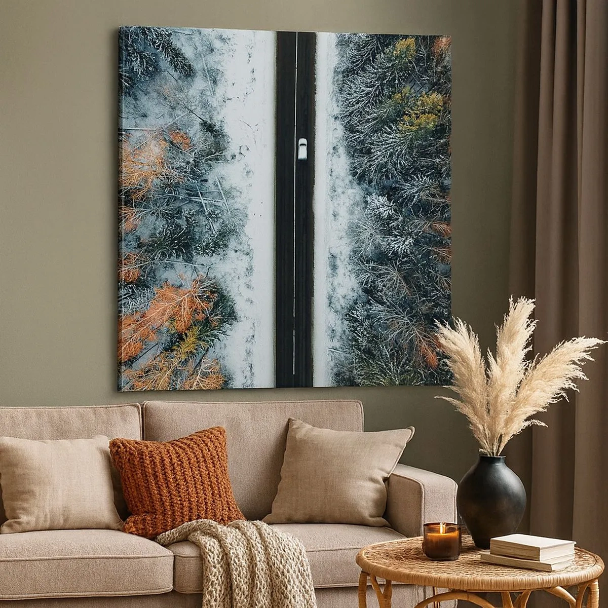 Quadro su tela - Stampe su Tela - Tagliando la foresta invernale - 30x30 cm