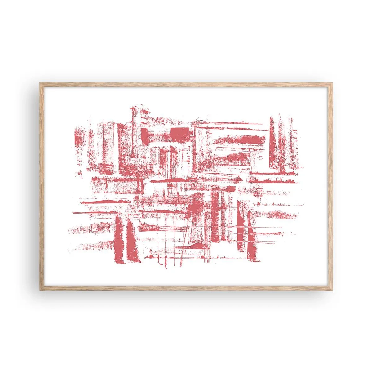 Poster in cornice rovere chiaro - Città rossa - 100x70 cm