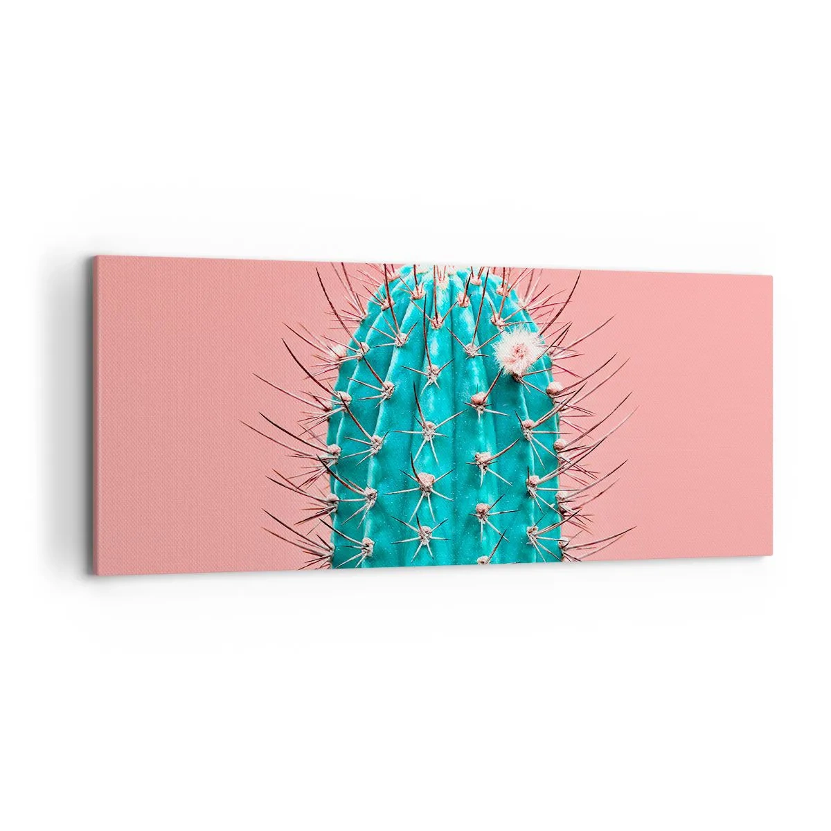 Quadro su tela - Stampe su Tela - Un'interpretazione artistica di un cactus su uno sfondo rosa - 120x50cm - Stai attento - Decorazione murale moderna per soggiorno e camera da letto ARTTOR