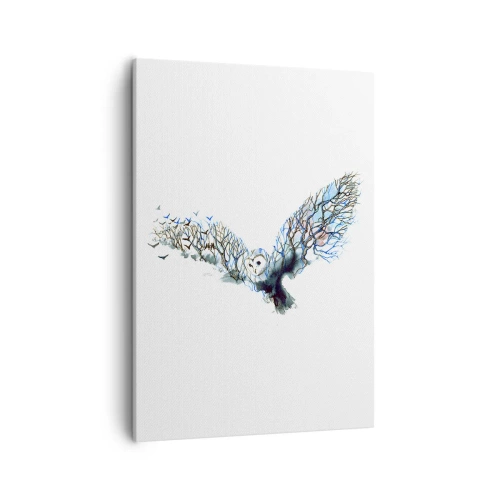 Quadro su tela - Stampe su Tela - Grafica artistica di un gufo con le ali spiegate - 50x70cm - Sulle ali del bosco - Decorazione murale moderna per soggiorno e camera da letto ARTTOR