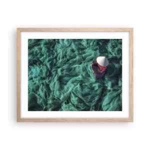 Poster in cornice rovere chiaro - Nel mare di reti - 50x40 cm