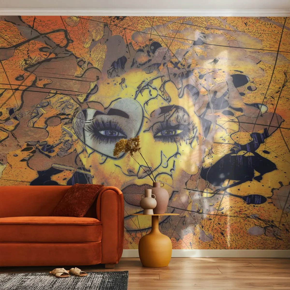 Fotomurali Premium Canvas - Bellezza solare - Astrazione, Volto di donna, Occhi - 450x315 cm