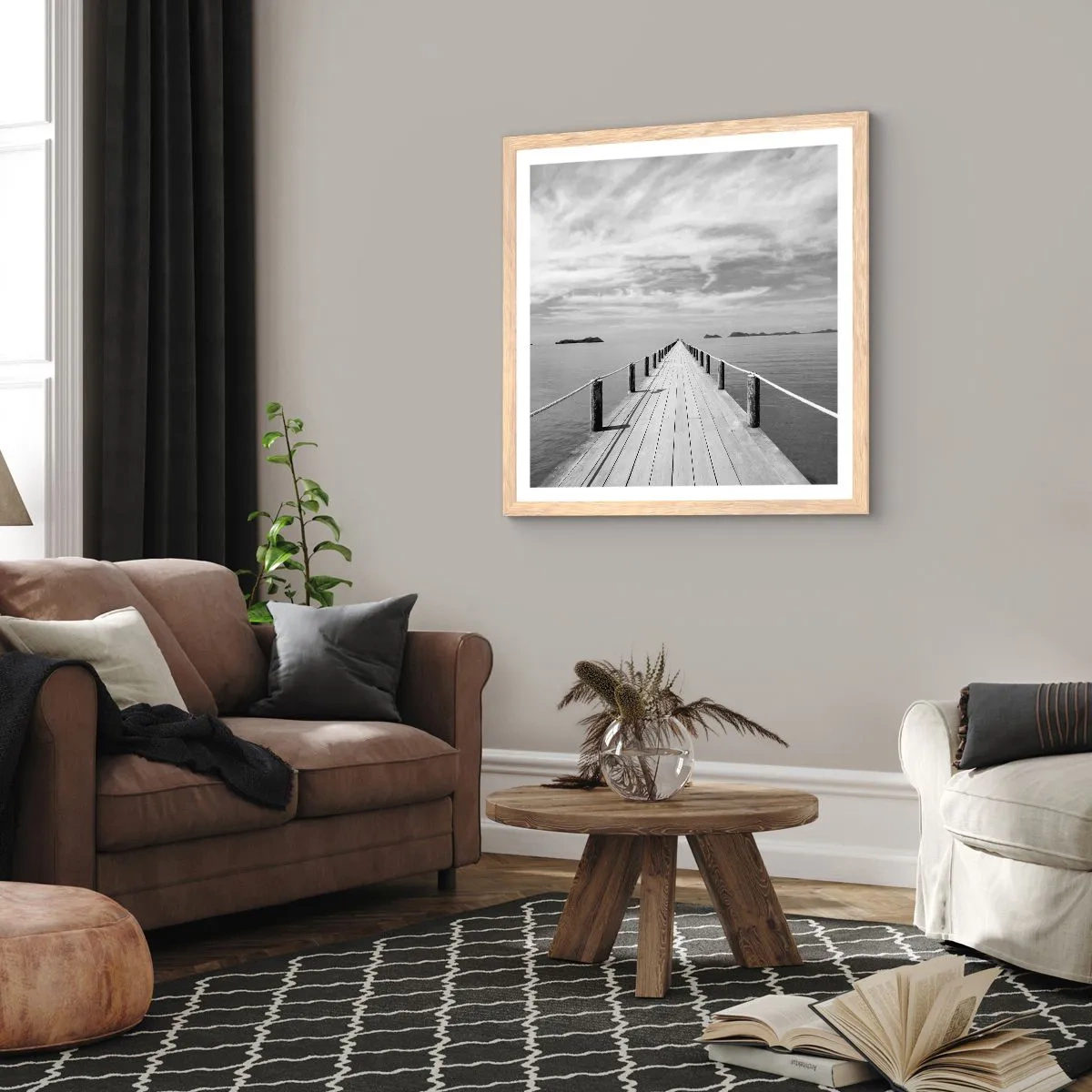 Poster in cornice rovere chiaro - Forse un viaggio... - 60x60 cm