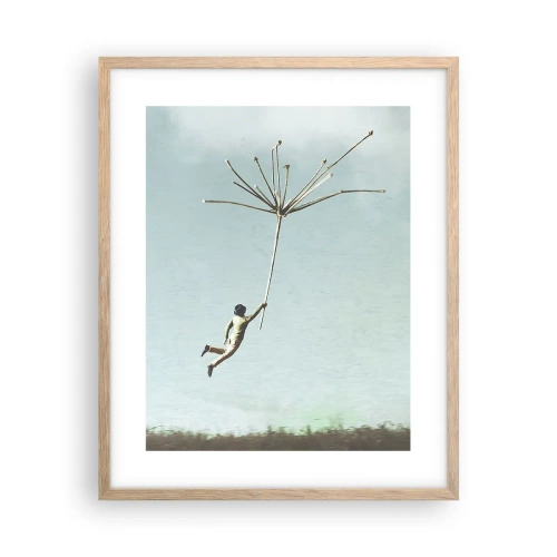 Poster in cornice rovere chiaro - Aquiloni, denti di leone, vento - 40x50 cm