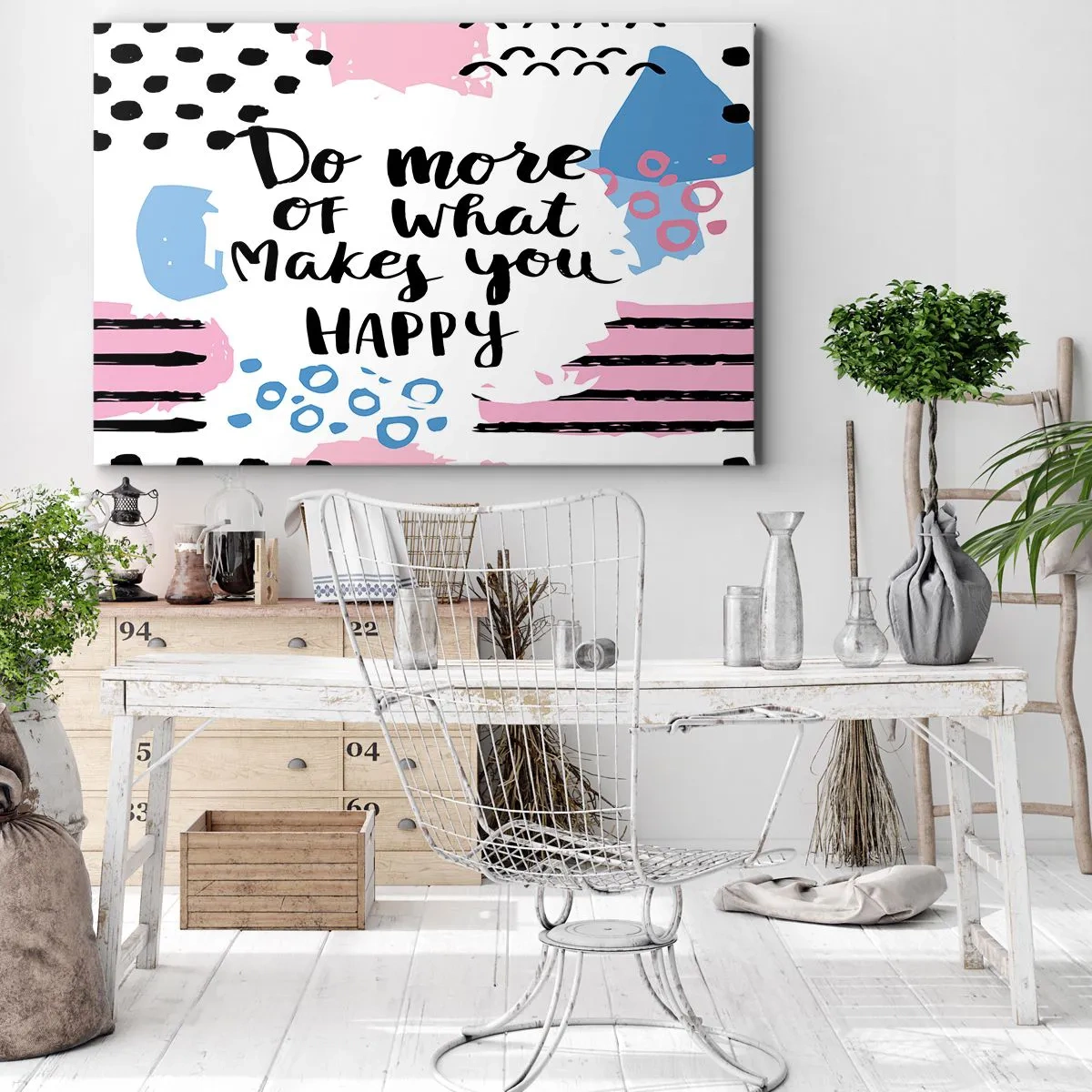 Quadro su tela - Stampe su Tela - Manifesto con la scritta "Fai di più di ciò che ti rende felice" - 70x50cm - Come essere felici - Decorazione murale moderna per soggiorno e camera da letto ARTTOR