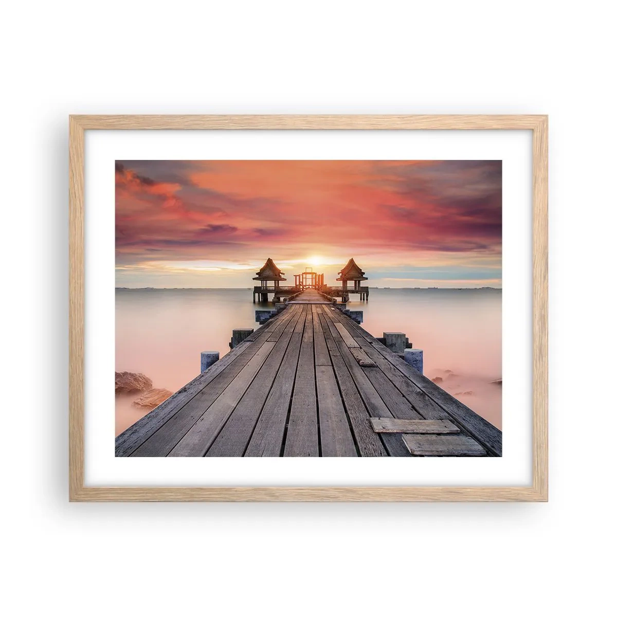Poster in cornice rovere chiaro - Tramonto d'oriente - 50x40 cm