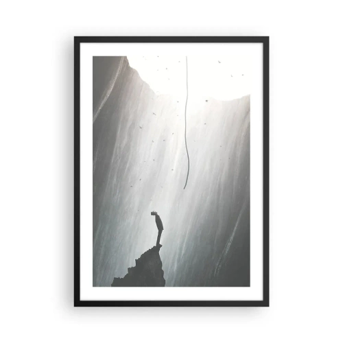 Poster in cornice nera - Una figura sul bordo di una scogliera alla luce dell'abisso - 50x70cm - C'è sempre una via d'uscita - Decorazione murale moderna per soggiorno e camera da letto ARTTOR