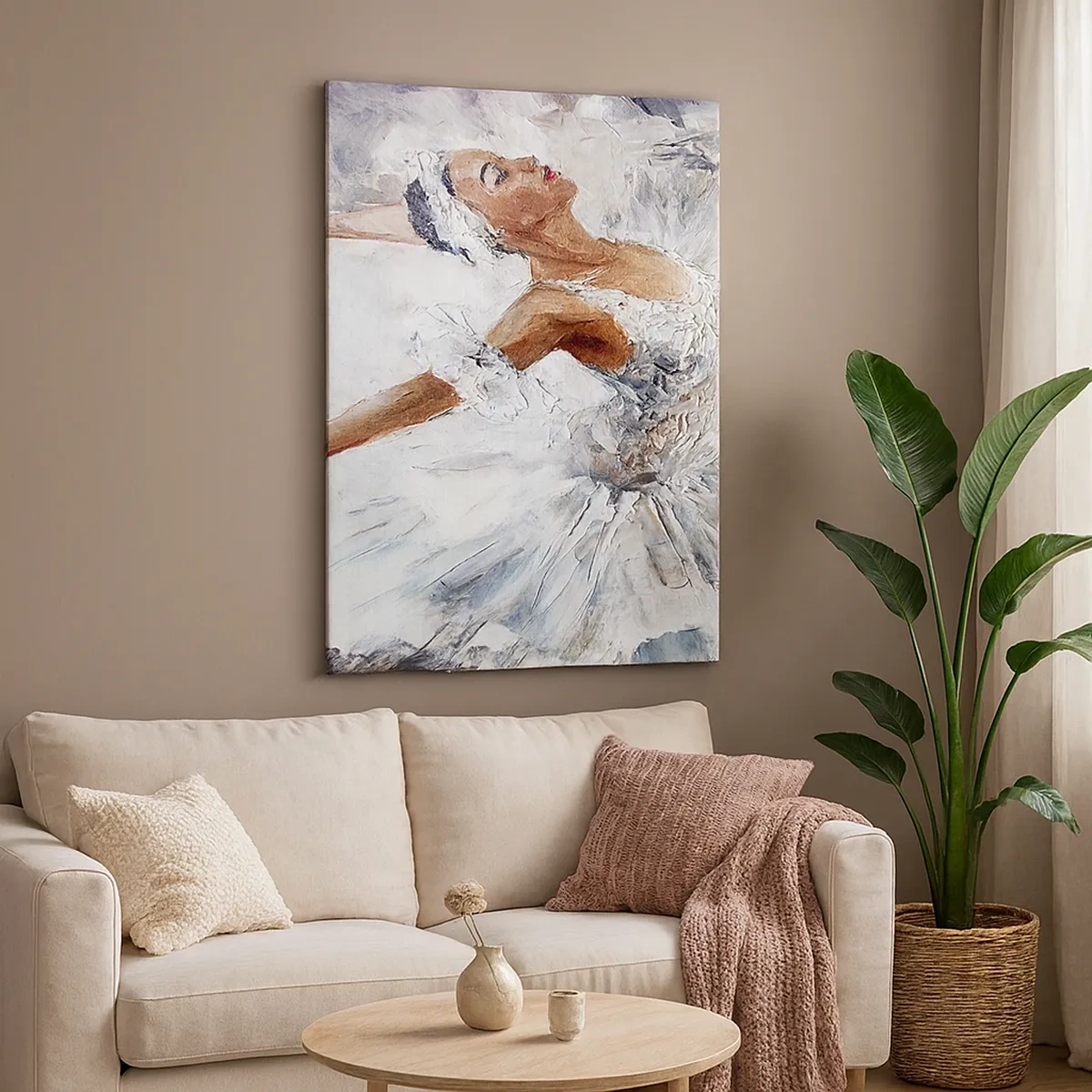 Quadro su tela - Stampe su Tela - Una ballerina in abito bianco che balla - 50x70cm - Delicata e leggera come il tulle - Decorazione murale moderna per soggiorno e camera da letto ARTTOR