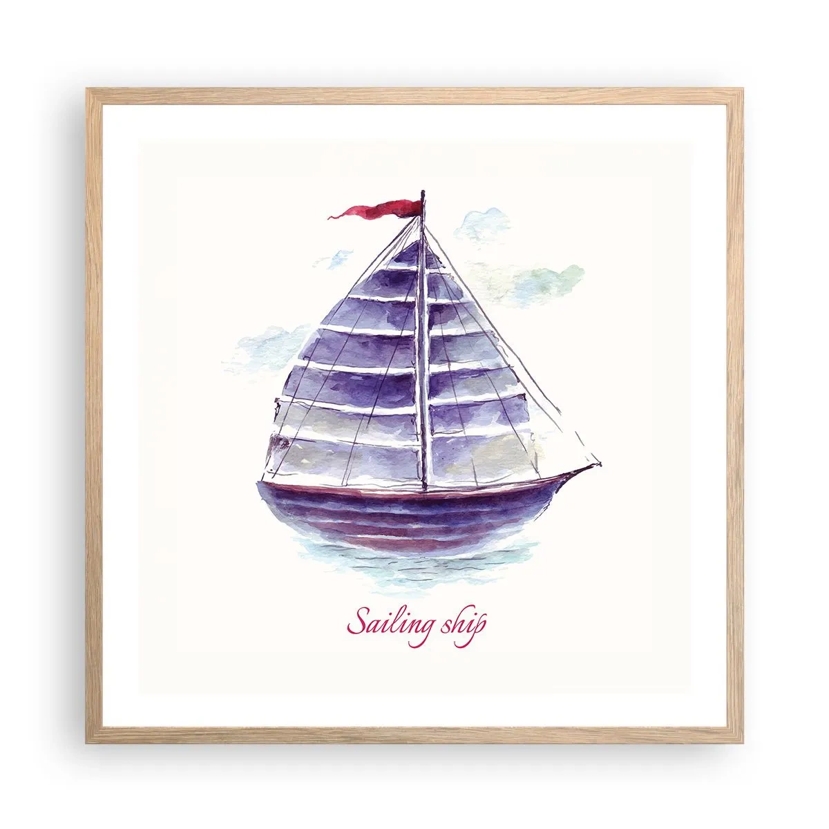 Poster in cornice rovere chiaro - Gonfie vele e mare calmo - 60x60 cm