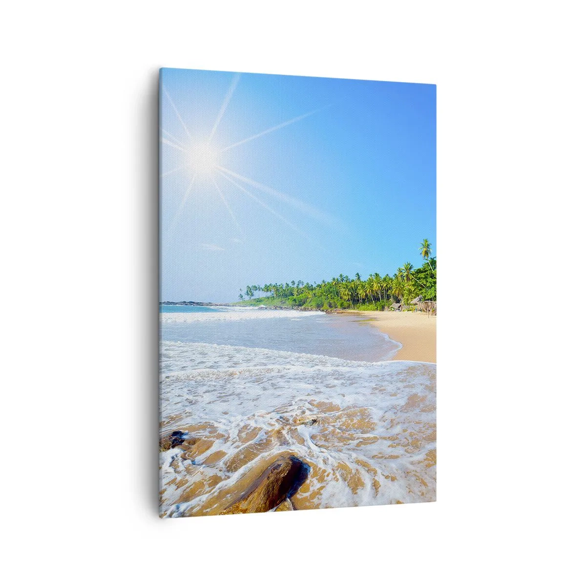 Quadro su tela - Stampe su Tela - Spiaggia tropicale con palme e cielo azzurro - 70x100cm - Un luogo esotico per te - Decorazione murale moderna per soggiorno e camera da letto ARTTOR