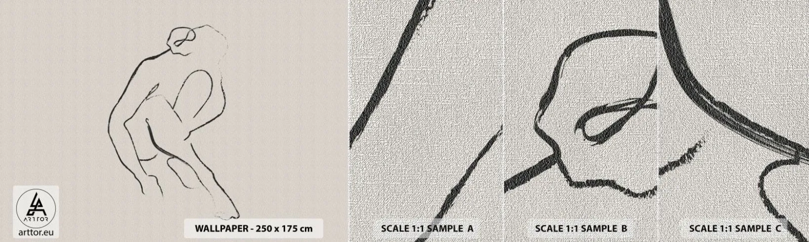 Campione di Fotomurale Premium Canvas - Schizzo intimo - Minimalismo, Atto, Donna - 100x30 cm