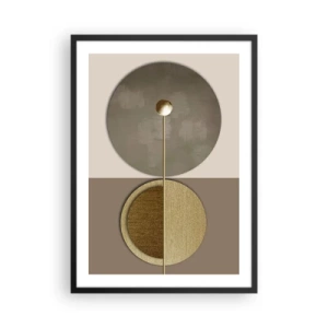Poster in cornice nera - Astrazione geometrica moderna nei toni dell'oro e del beige - 50x70cm - Equilibrio perfetto - Decorazione murale moderna per soggiorno e camera da letto ARTTOR