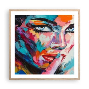 Poster in cornice rovere chiaro - Il nostro primo segreto - 60x60 cm