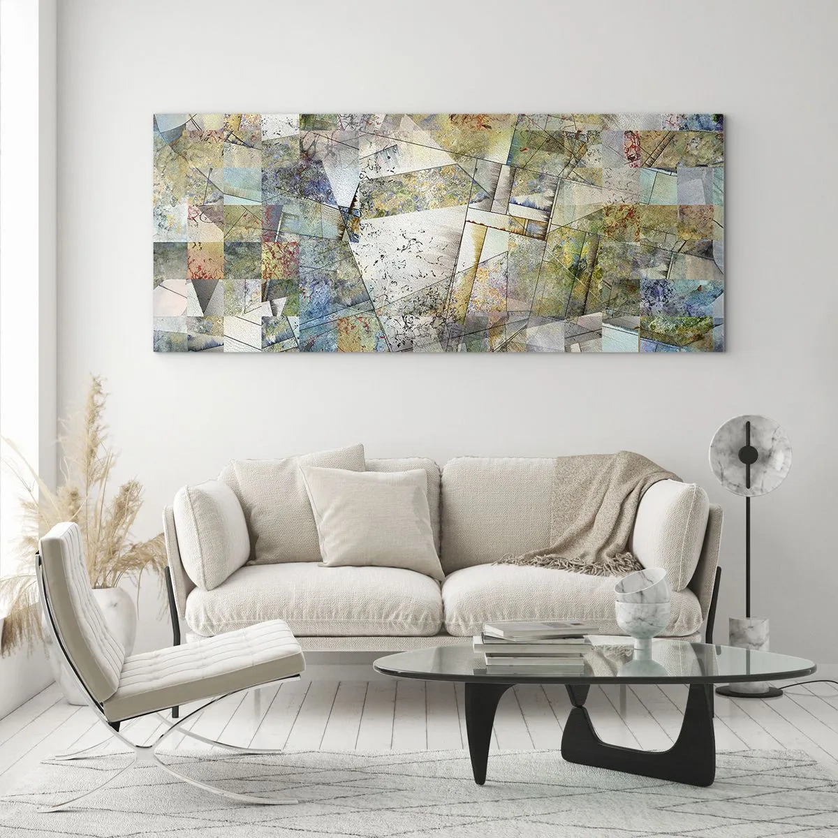 Quadro su vetro - Rimpasto geometrico - 100x40 cm