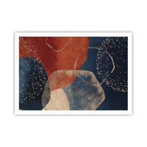 Poster - Forme astratte nelle tonalità del rosso e del blu - 100x70cm - La leggerezza dell'essere - Decorazione murale moderna per soggiorno e camera da letto ARTTOR