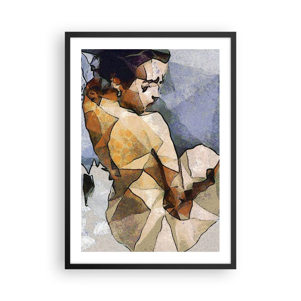 Poster in cornice nera - Silhouette femminile in stile mosaico con forme geometriche - 50x70cm - Nello spirito del cubismo - Decorazione murale moderna per soggiorno e camera da letto ARTTOR