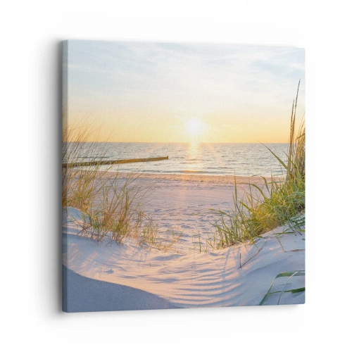 Quadro su tela - Stampe su Tela - Rumore del mare, uccelli che cantano, spiaggia selvatica tra i cespugli... - 30x30 cm