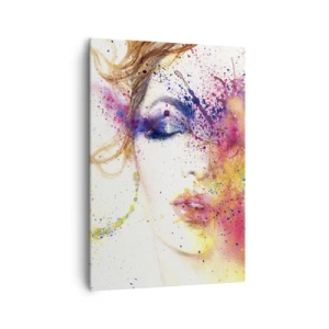 Quadro su tela - Stampe su Tela - Un ritratto artistico di una donna realizzato con colori acquerellati espressivi. - 70x100cm - Capogiro arcobaleno - Decorazione murale moderna per soggiorno e camera da letto ARTTOR
