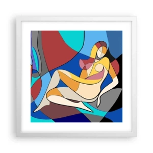 Poster in cornice bianca - Nudo cubista - 40x40 cm