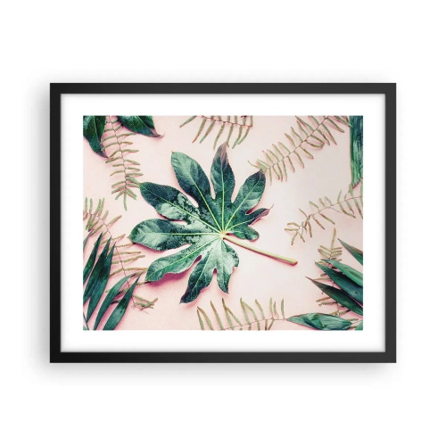 Poster in cornice nera - Studio di verde su sfondo rosa - 50x40 cm