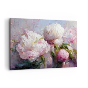 Quadro su tela - Stampe su Tela - Romantici fiori di peonia in colori pastello - 120x80cm - Un bouquet pieno di vita - Decorazione murale moderna per soggiorno e camera da letto ARTTOR