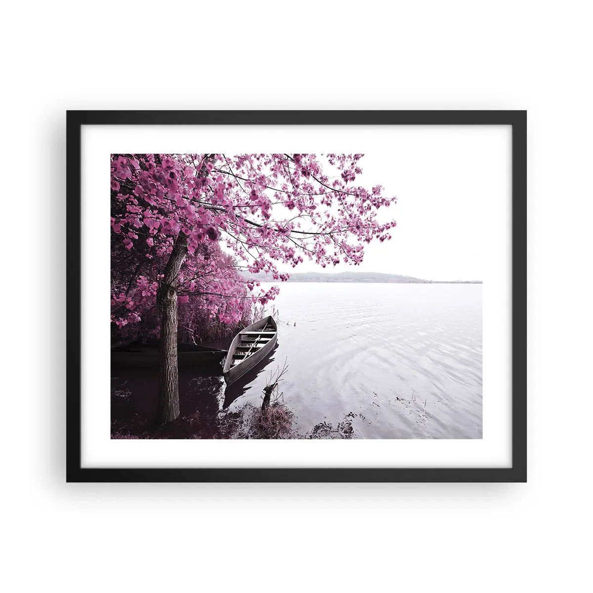 Poster in cornice nera - Nel silenzio rosa - 50x40 cm