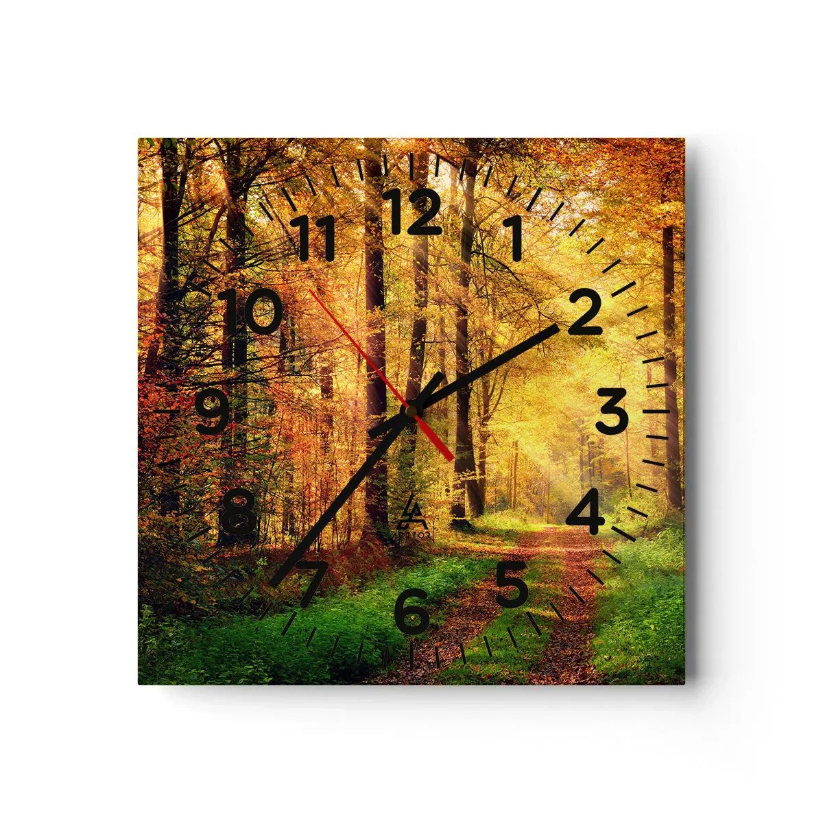 Orologio da parete - Orologio in Vetro - Il silenzio d'oro del bosco - 40x40 cm
