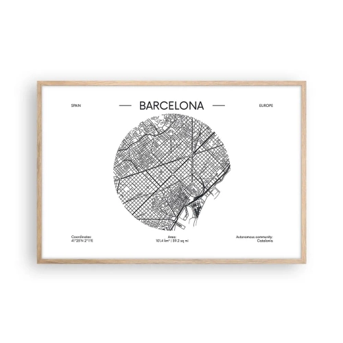 Poster in cornice rovere chiaro - Anatomia di Barcellona - 91x61 cm