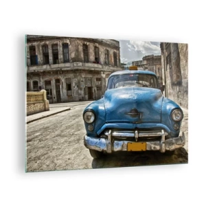 Quadro su vetro - Auto d'epoca cubana per le strade dell'Avana - 70x50cm - Antico è bello - Decorazione murale moderna per soggiorno e camera da letto ARTTOR