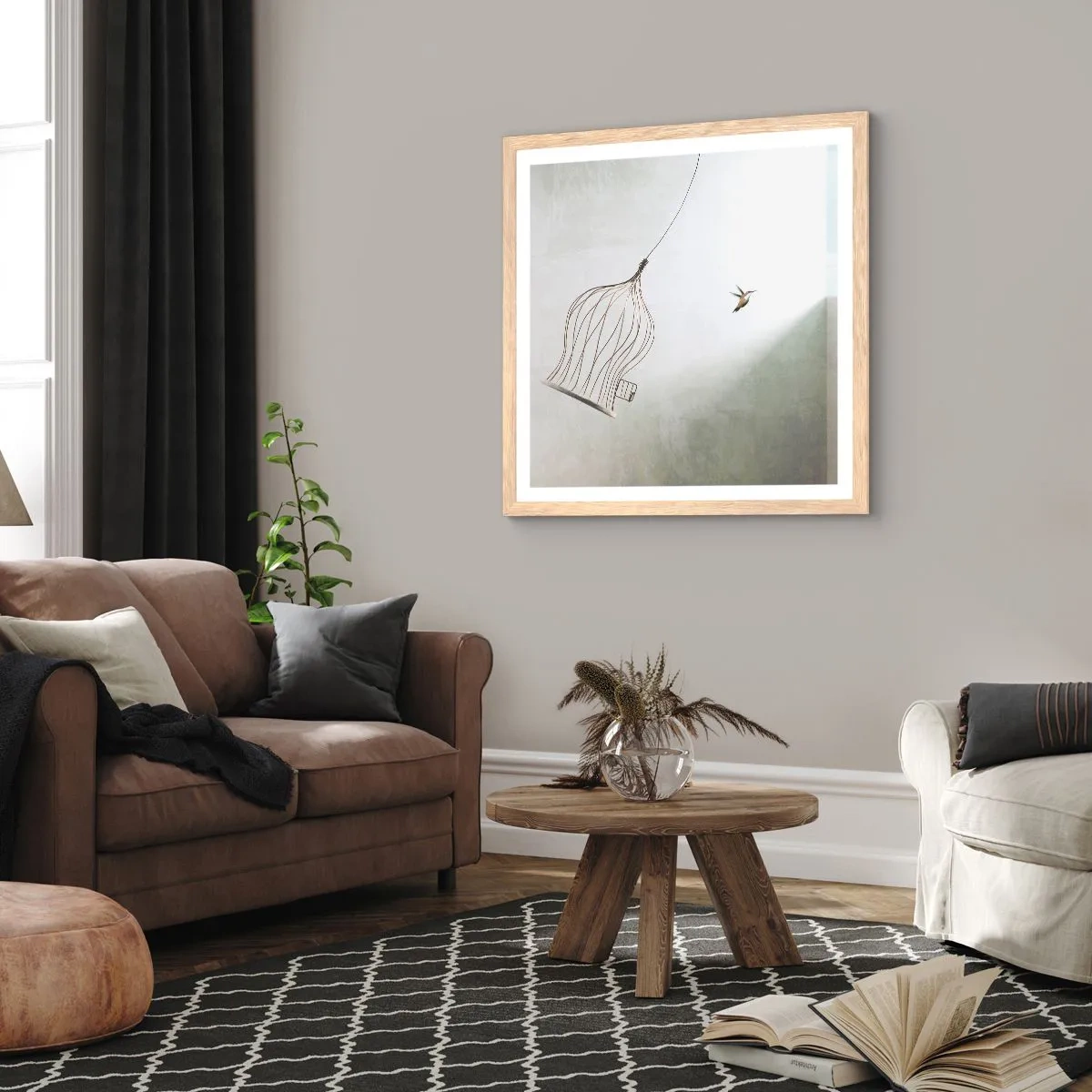 Poster in cornice rovere chiaro - Nel proprio elemento - 60x60 cm