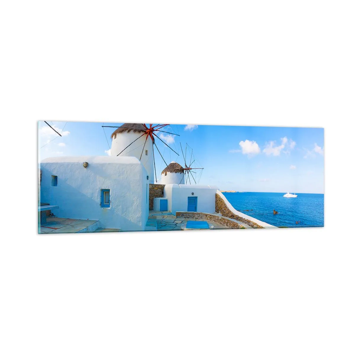 Quadro su vetro - Vento azzurro sul mare - 90x30 cm