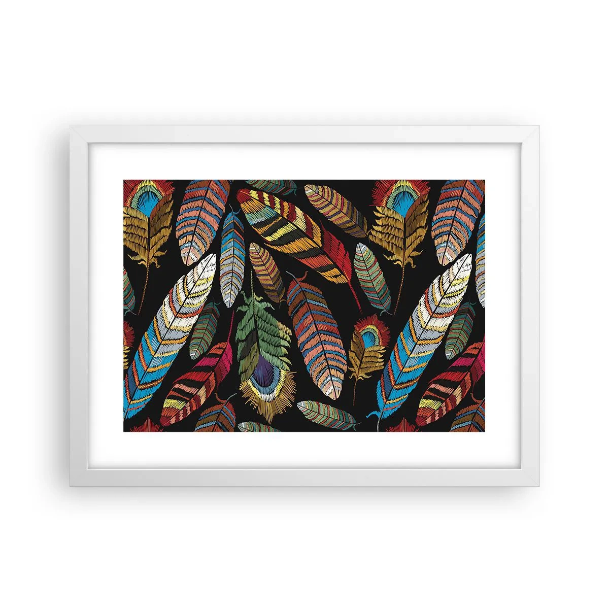 Poster in cornice bianca - Il carnevale degli uccelli - 40x30 cm