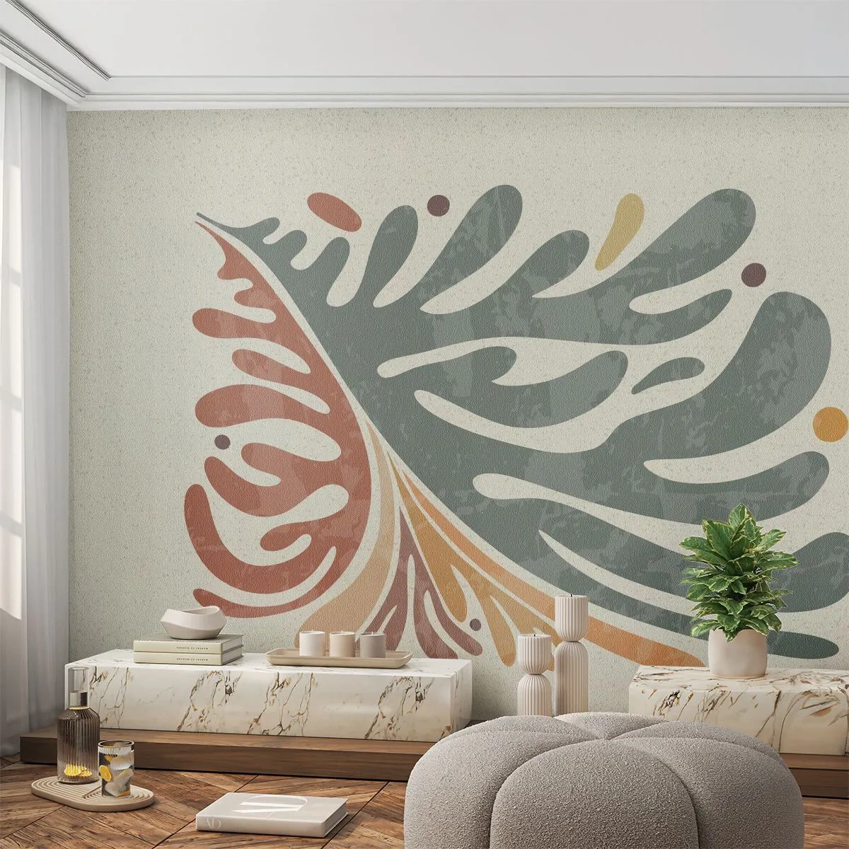 Fotomurali Premium Canvas - Foglia multicolore - Boho, Minimalismo, Pezzo - 250x175 cm