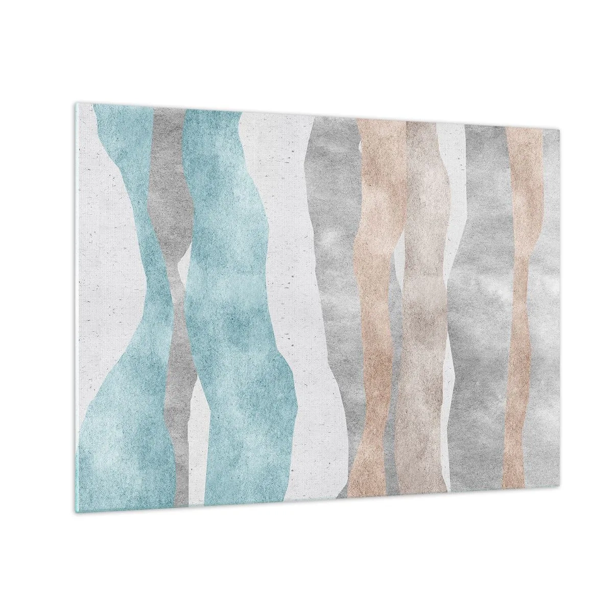 Quadro su vetro - Delicate strisce nei toni del beige e del blu - 70x50cm - Studio di prossimità - Decorazione murale moderna per soggiorno e camera da letto ARTTOR
