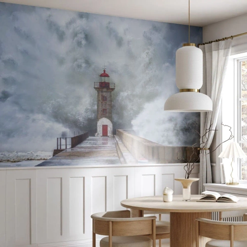 Fotomurali Autoadesivo Deluxe Sticker - Fragore delle acque, rumore di tempesta - Faro, Paesaggio, Oceano - 500x350 cm