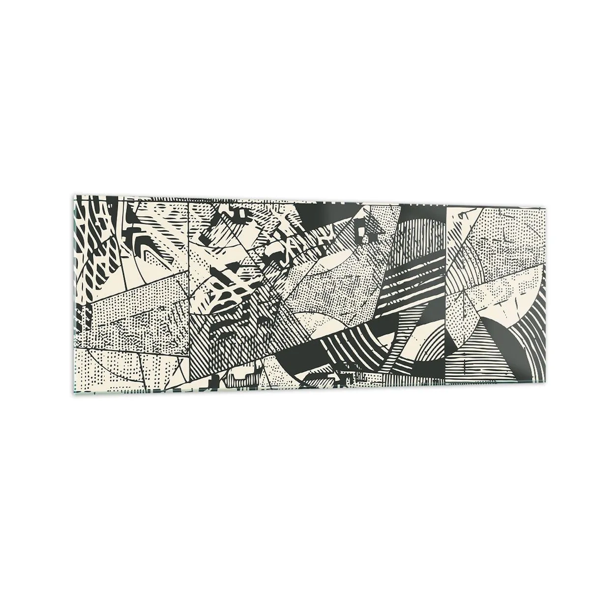 Quadro su vetro - Motivi geometrici astratti in tonalità di verde su sfondo chiaro - 140x50cm - Dinamica della contemporaneità - Decorazione murale moderna per soggiorno e camera da letto ARTTOR