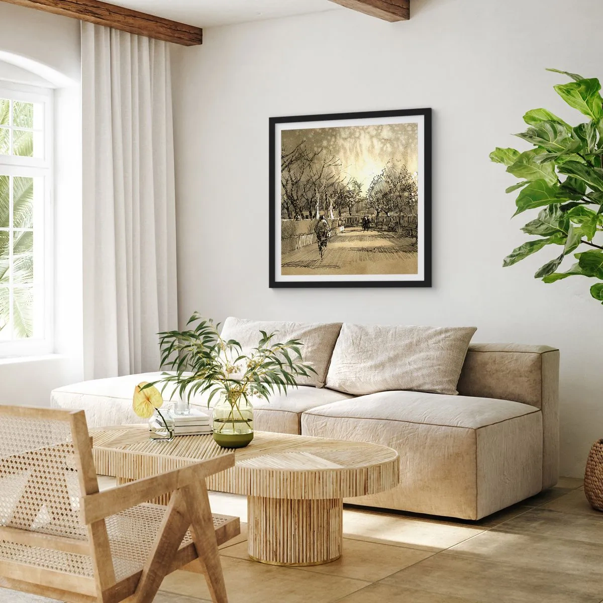 Poster in cornice nera - Attimo fermato con la penna - 50x50 cm