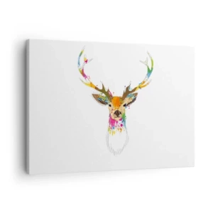 Quadro su tela - Stampe su Tela - Testa di cervo colorata in stile artistico - 70x50cm - Mite cerbiatto immerso nel colore - Decorazione murale moderna per soggiorno e camera da letto ARTTOR