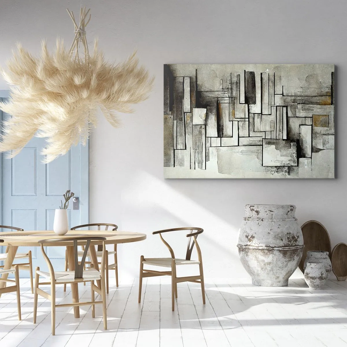 Quadro su tela - Stampe su Tela - Rettangoli astratti nelle tonalità del grigio e del nero - 100x70cm - La forza della semplicità - Decorazione murale moderna per soggiorno e camera da letto ARTTOR