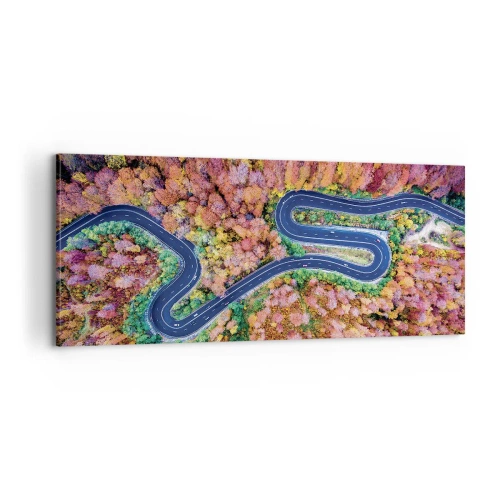 Quadro su tela - Stampe su Tela - Via tortuosa attraverso il bosco - 100x40 cm