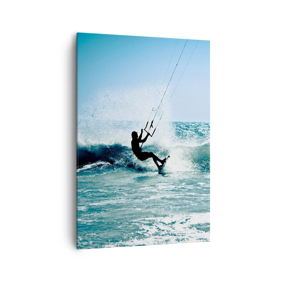 Quadro su tela - Stampe su Tela - Kitesurfer cavalca un'onda in pieno sole - 70x100cm - Fatti sollevare - Decorazione murale moderna per soggiorno e camera da letto ARTTOR