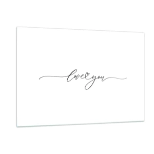 Quadro su vetro - Scritta minimalista "Ti amo" su sfondo bianco - 120x80cm - Bianco e nero - Decorazione murale moderna per soggiorno e camera da letto ARTTOR