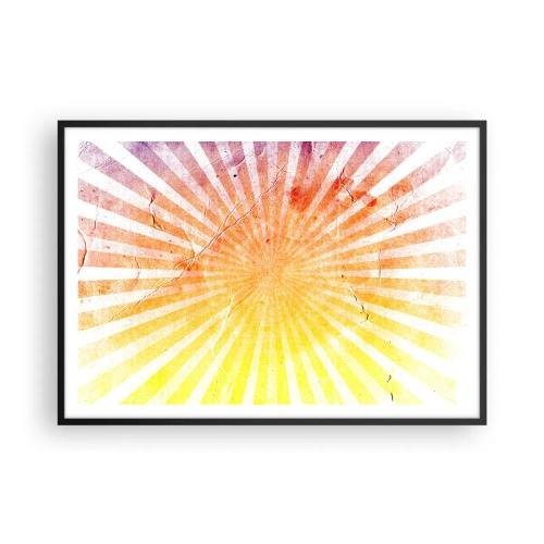 Poster in cornice nera - Raggi di sole nelle tonalità dell'arancione e del giallo - 100x70cm - Albe e tramonti - Decorazione murale moderna per soggiorno e camera da letto ARTTOR
