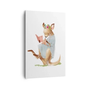 Quadro su tela - Stampe su Tela - Kanga legge un libro con un bambino - 80x120cm - Mamma, leggimi - Decorazione murale moderna per soggiorno e camera da letto ARTTOR