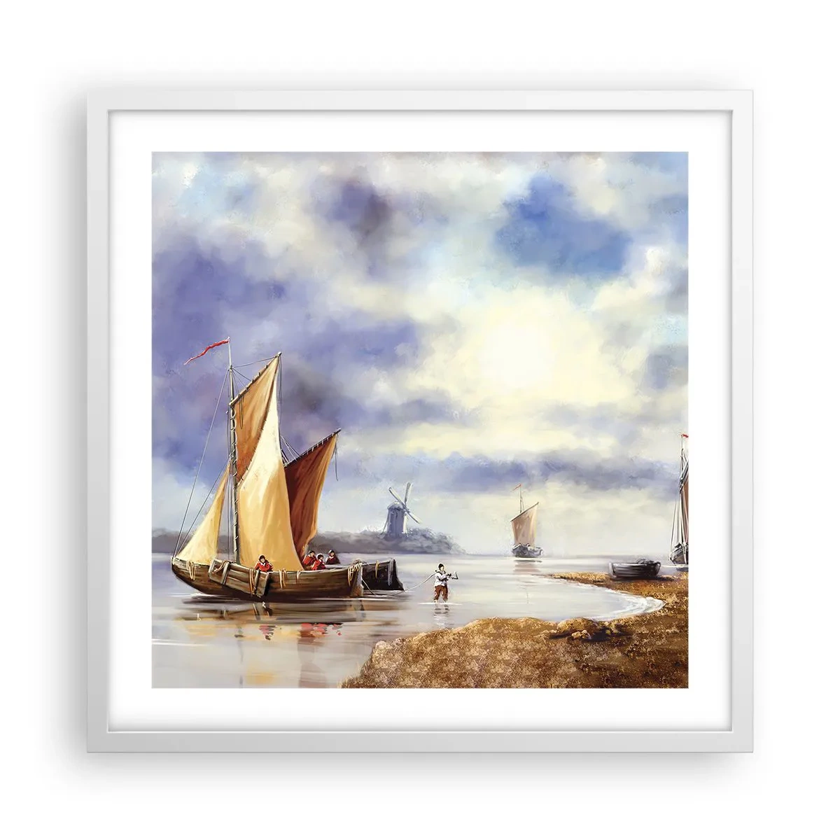 Poster in cornice bianca - Il ritorno dei marinai - 50x50 cm