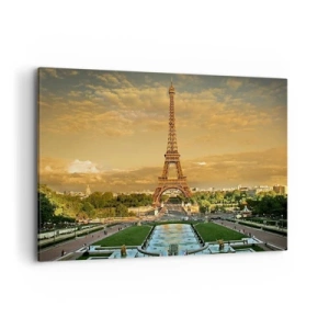 Quadro su tela - Stampe su Tela - La Torre Eiffel a Parigi al tramonto - 120x80cm - La regina di Parigi - Decorazione murale moderna per soggiorno e camera da letto ARTTOR