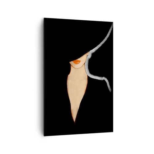 Quadro su tela - Stampe su Tela - Silhouette di una donna con un cappello su uno sfondo nero - 80x120cm - Eleganza e stile - Decorazione murale moderna per soggiorno e camera da letto ARTTOR