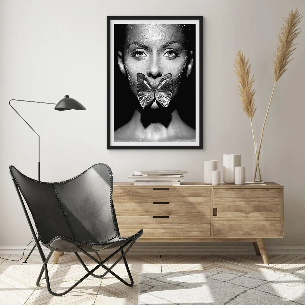 Poster in cornice nera - Il bacio delle farfalle - 40x50 cm